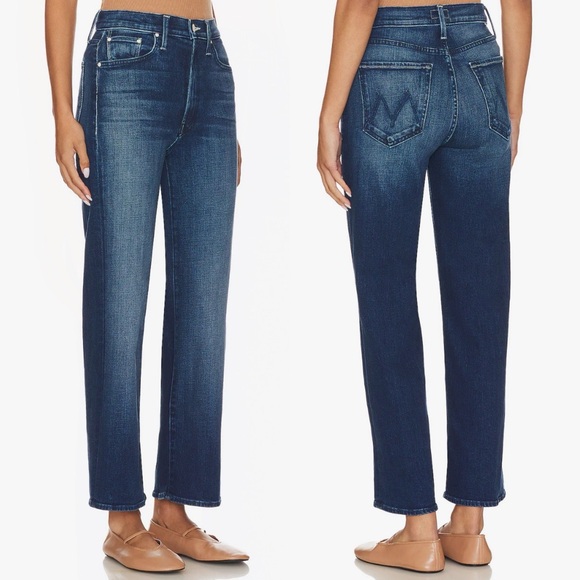 MOTHER- The Rambler Zip Ankle Straight Leg Pants in Dark Wash High Tide Size 27 - Picture 2 of 10